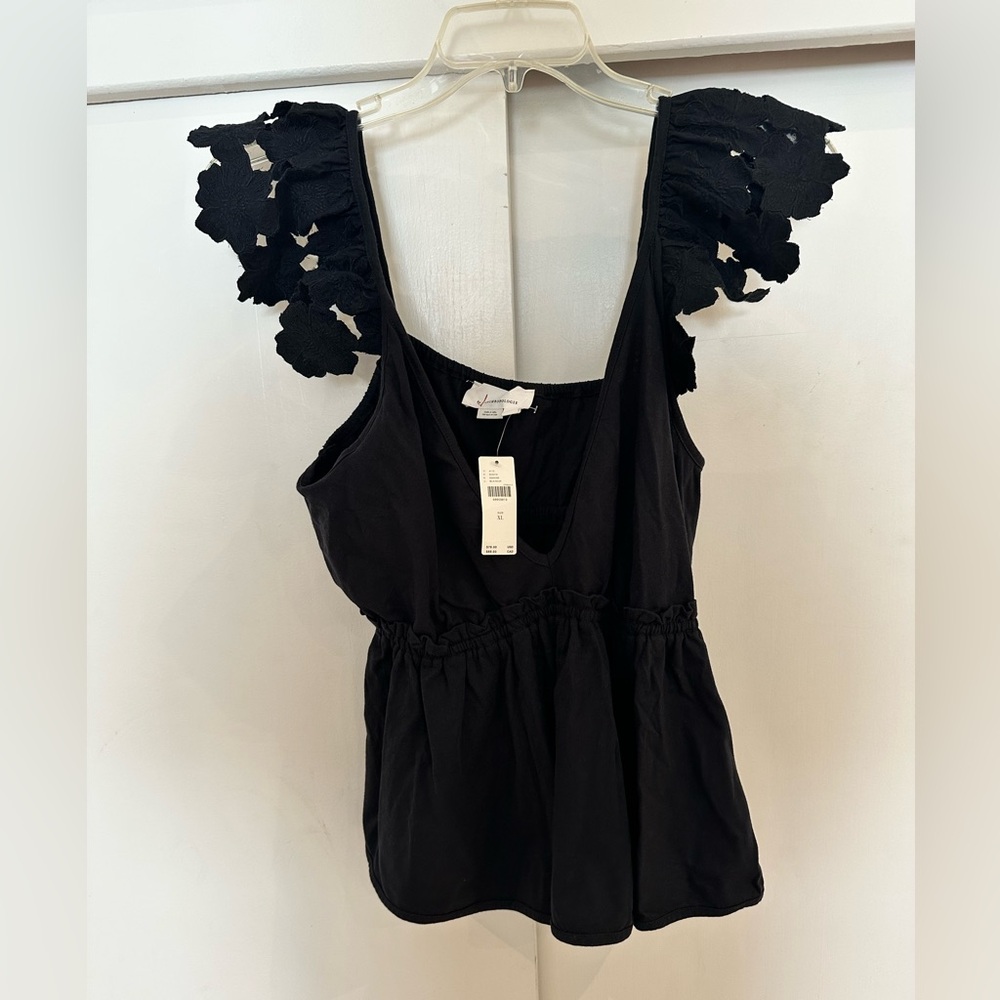 Anthropologie New w/ tags! Black Lace Sleeve Blouse